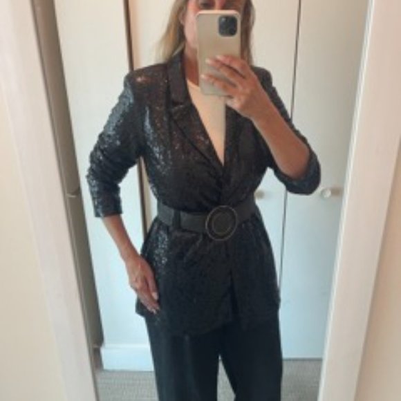 Cupshe Jackets & Coats Starlight Sequin Openfront Blazer Starlight